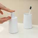 YAUKPH Bathroom Accessories Set 2 Piece Soap Dispenser and Toothbrush Holder for Bathroom Countertop Striped White