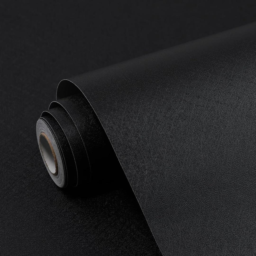 Black Contact Paper Solid Black Peel and Stick Wallpaper 17.3"x120" Matte Self Adhesive Waterproof Vinyl Roll for Bathroom Kitchen Backsplash Cabinets Shelf Liners Drawers