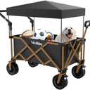Strolking 160L Collapsible Wagon with Canopy, 8 inch All-Terrain Wheels, 330Lbs Capacity for Camping, Shopping, Outdoor Use, Lightweight, Foldable