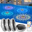YAYZA! Solar Rechargeable Floating Pool Lights, RGB Color Changing Pool Floating Light, Waterproof LED Solar Pool Lights That Float with Remote for Inground Pool, Bathtub, Pool Party, Garden 4Pack