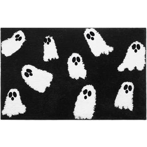 Tinideya Halloween Ghost Bathroom Rug Cute Spooky Bathroom Decor Non Slip Halloween Bath Mat Soft Washable Ghost Shower Floor Mat Goth Gift Cute Rug for Bedroom Home Decor 18x30inch