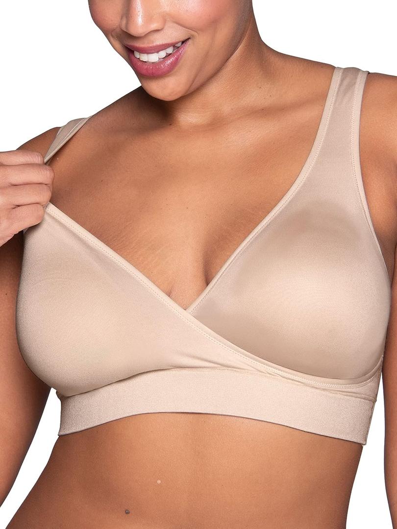 Vanity Fair Women's Maternity Nursing Bras for Breastfeeding: Wireless Pullover Lounge Sleep Bra, Available in Multipacks (Large, Neutral)