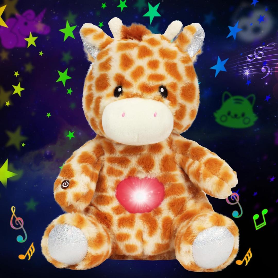 Cuteoy Plush Giraffe Star Projector Musical Adjustable Singing Night Light Stuffed Animals Glowing Plushies Toy Gifts for Kids Birthday Easter Christmas,12''