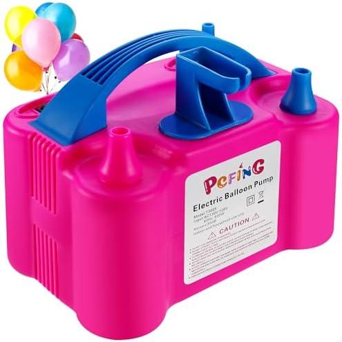 PCFING Balloon Pump Electric, Portable Balloons Inflator Blower Machine with Balloon Tie Tool & Dual Nozzle