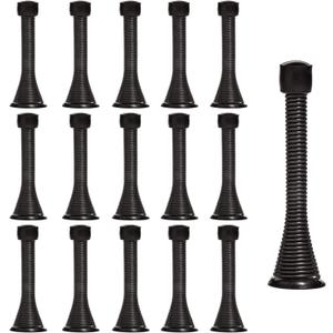 17 Pack Spring Door Stops Flexible Heavy Duty Spring Door Stopper with RustProof Screw Rubber Bumper Tips (Black)