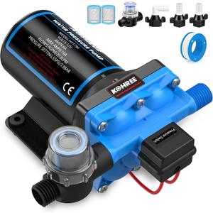 Kohree RV Fresh Water Pump 5.5GPM 55PSI 12V DC Diaphragm Water Pump with Pressure Switch for RV, Marine, Yacht, Caravan