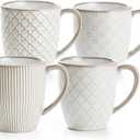 getstar Ceramic Coffee Mugs 12oz Set of 4, Pottery Coffee Tea Cup Set for Kitchen with Texture Patterns for Coffee, Tea, Hot Cocoa, Milk, Microwave and Dishwasher Safe