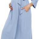 Xpenyo Women's Maternity Sleepwear, Labor/Delivery/Nursing/Hospital Nightgown Kimono Robes Long Pregnancy Loungewear (Large, Light Blue)