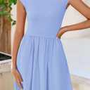 2 x PRETTYGARDEN Women's 2025 Summer Casual Long Dresses Cap Sleeve Patchwork A Line Flowy Modest Elegant Homecoming Maxi Dress (Blue, XL)