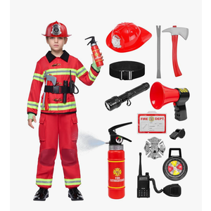 Spooktacular Creations Halloween Boys Fireman Costume, Firefighter Costume for Kids, Toddler Fireman Jumpsuit for DressUp, S