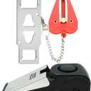 Portable Door Lock & Door Stop Alarm Set, Dual Protection Home Security Door Kit, Travel Hotel Lock Devices Pocket Self Defense Tools for Traveling Hotel Home Apartment, Red