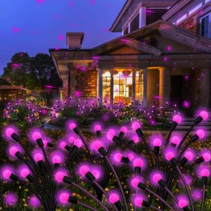 Kohlrabi Solar Garden Lights Outdoor, 2 Pack 16 LED Solar Pink Firefly Lights Waterproof, Sway by Wind, Swaying Light for Yard Patio Backyard Garden Planter Flower Bed Pathway Outdoor Decoration