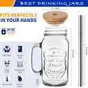 QWEZXO 24 OZ Mason Jar Drinking Glasses with Bamboo Lids and Stainless Steel Straws for Party Beverages,Iced Coffee 2Pack