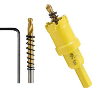 4PCS Carbide Hole Saw Kit for Metal,1"(25.5MM) TCT Hole Saw Set with Titanium-Plated Upgrade Pilot Drill bits for Stainless Steel, Hard Metal, Wood, Plastic, Iron