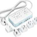 VASAIKO 220V to 110V Voltage Converter US to Europe, 2000W Max International Power Converter with 4 USB Charging, Power Converter for European with Travel Plug Adapter (White)