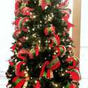 Christmas Green Wired Edge Satin Ribbon,2-1/2 Inch 10 Meters Spool,Use for DIY Gift Wrapping Wreath Floral Arrangement Bow Decoration