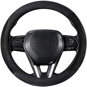 SEG Direct Black Plush Winter Auto Car Steering Wheel Cover Universal 15 inch SEG Direct Black Plush Winter Auto Car Steering Wheel Cover Universal 15 inch