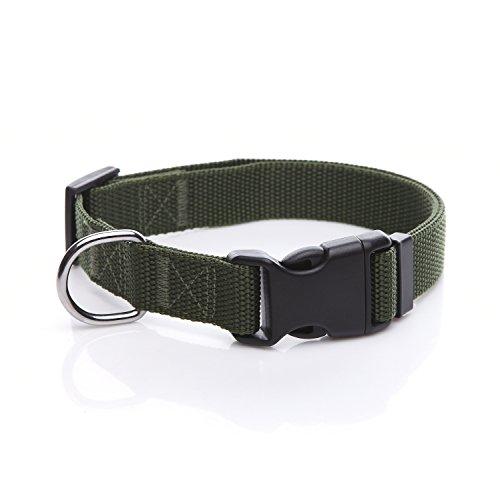 Adjustable Nylon Dog Collar, pet Collar 1 Inch 3/4 Inch 5/8 Inch Wide, for Large Medium Small Dogs(3/4 Inch, Green)