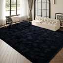 9x12 ft Black Fuzzy Rug for Living Room Soft Fluffy Bedroom Area Rugs Non-Slip Shaggy Carpet for Nursery Kids PlayRoom Dorm Office Indoor 1.7'' Thick Modern Plush Carpets