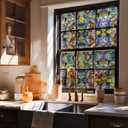 AMAZING WALL Stained Glass-Style Abstract Pattern Frosted Window Film-Bright Jewels Decorative Privacy Film for Home, Office, or Bathroom, 17" x 78.7" 1 PCS (Gjd026)