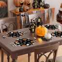 3 x XCHI Boo Spooky Ghost Pumpkin Halloween Round Placemats Set of 4 Table Mats Table Decorations 14x14 Inch