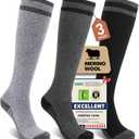 Merino Wool Compression Socks for Women Men (2/3 Pairs) Knee High Winter Thermal Thick Warm for Nurse Pregnant Travel Size Small-Medium
