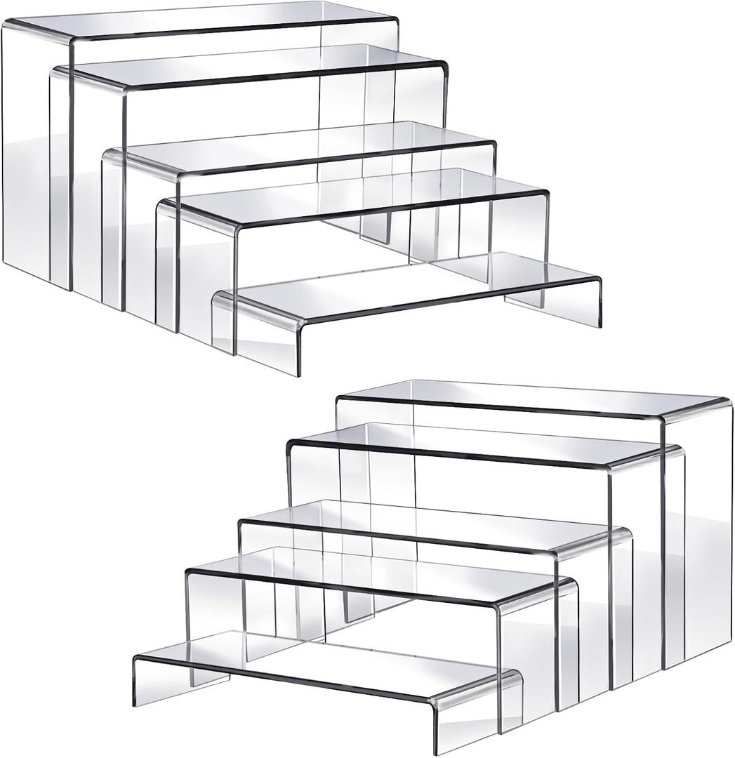 Fixwal 10pcs 2 Set Acrylic Risers for Display Clear Acrylic Riser Display Stands Acrylic Display Risers for Show Funko Pop Figures, Cupcake, Jewelry, Toys, Perfume and More (Large Size)