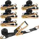 2 Inch Ratchet Straps 6 Pack, 15ft Heavy Duty Tie Down Straps with J Hooks, 6000 LBS Break Strength, 2000 LBS Working Load, Cargo Ratchet Straps for Truck Trailer ATV Motorcycle