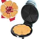 Waffle Maker 7 Inch Waffle Iron, Nonstick Easy to Clean, 700W Quick Heat-up, 5 Slides Heart Shape, Blue Azure