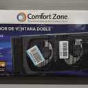 Comfort Zone Window Fan for Bedroom, 9 inch 3 Speed Dual Fans with Auto-Locking Expanders, Window Exhaust Fan, Removeable Bug Screen, Black