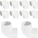 1" 10 Pcs 90 Degree Elbow Pipe Fittings (Socket x Socket), Heavy Duty 2 Way Right Angle Pipe Fitting for DIY Creations, Schedule 40 PVC Coupling Adapter.