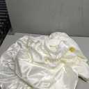 Vonty Ruffle Tablecloth White Satin Tablecloth - 60" x 120", Silky Table Cloth Rectangle Scalloped Table Cloth Farmhouse Tables Cover Silk Tablecloths Vintage Tables Skirt for Kitchen Dining