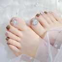 Square Press on Toenails Short Fake Toenails with Diamond Designs Brown Stick on Toenails Sliver Glitter Glue on Nails 24pcs Acrylic Rhinestone Foot False Toenails for Women and Girls Manicure24pcs
