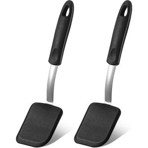 Silicone Cookie Spatula Turner 2 Pack Mini Brownie Spatula Flexible Kitchen Small Silicone Turner for Nonstick Cookware Heat Resistant No Scratch Flipper for Egg Pancake(Black)
