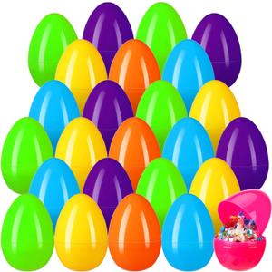 24 Pcs 6 Inch Jumbo Easter Eggs Bulk Colorful Bright Plastic Eggs Empty Fillable Large Easter Eggs Decorative for Egg Hunt, Basket Stuffers Game Supplies Party Favor