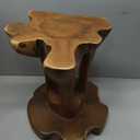 WELLAND Live Edge Natural Teak End Table 16" L x 17" W x 18" H, Rustic Side Table, Small Accent Table, Plant Stand for Living Room, Bedroom, Home Office