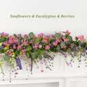 6ft Spring Flower Garland Faux Eucalyptus Greenery with Lavender Purple Daisy Wild Berry Artificial Vine for Easter Wedding Arch Decor Baby Shower Garland Mantle Table Centerpiece