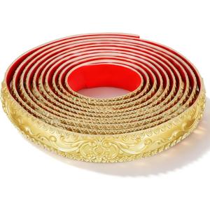 1.42 Inch x 16.4 Feet Champagne Gold Flexible Wall Trim, Self-Adhesive Peel and Stick Crown Molding Trim for Ceiling, Cabinet Border, Mirror Frame Trims Home Decor