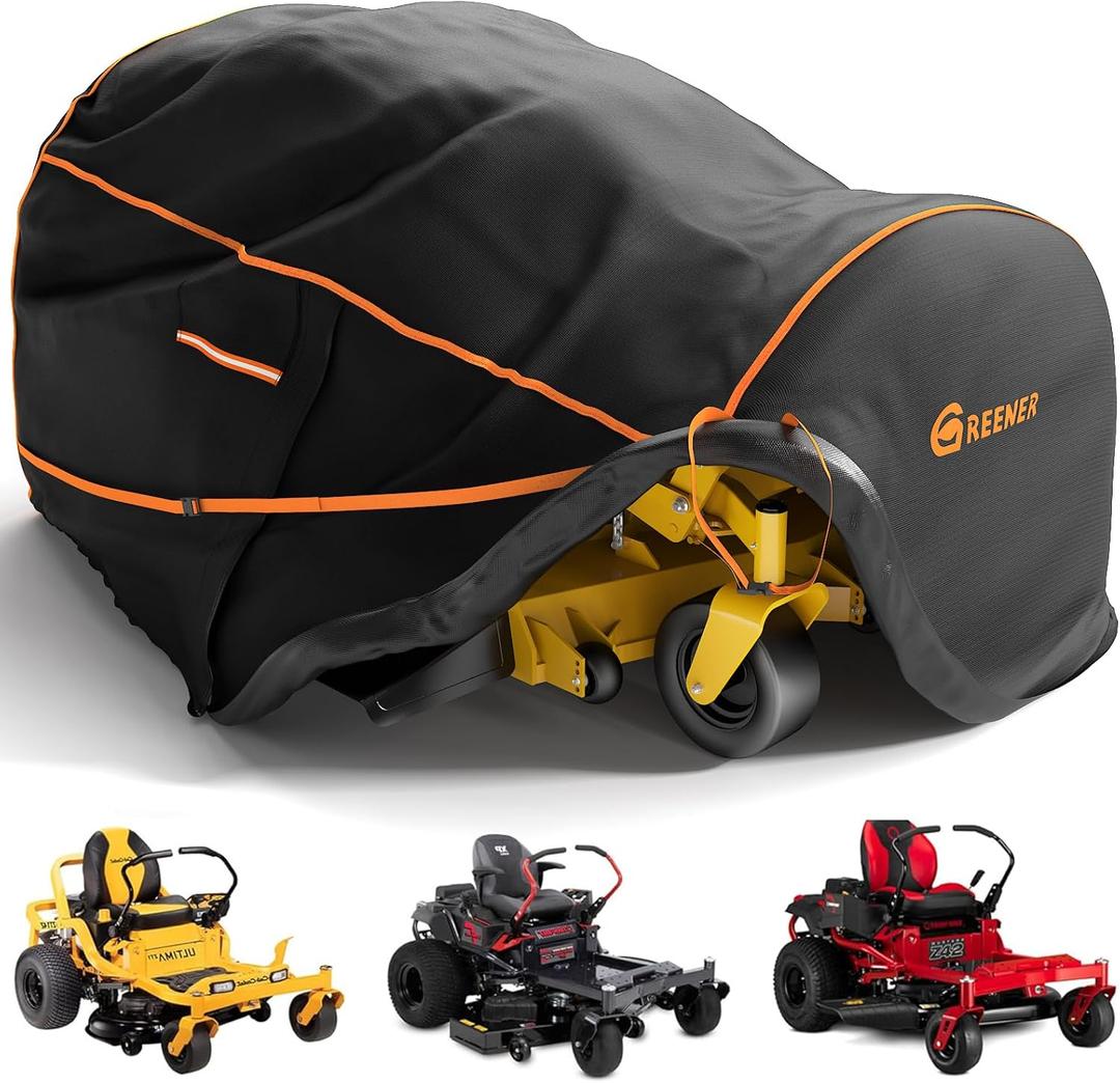 GREENER Zero Turn Lawn Mower M (800D)- Tractor Cover Fits Decks up to 54" Heavy Duty Protector, Universal fit for John Deere, EGO, Toro and More 80" L x 55" W x 49" H Black