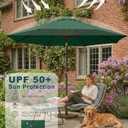 PatioKingdom 9FT Patio Outdoor Umbrella-UPF 50+ Sun Shade with Wind Vent, Push-Button Tilt & Smooth Crank Lift, Rust-Resistant Fiberglass Frame for Garden, Backyard,Yard (Dark Green)