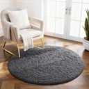 Ophanie Round Rug 2Ft Grey Circle Area Rug, Fluffy Fuzzy Bedroom Carpet, Plush Soft Shaggy Indoor Floor Gray Living Room Rugs for Kids Home Decor Aesthetic, Nursery
