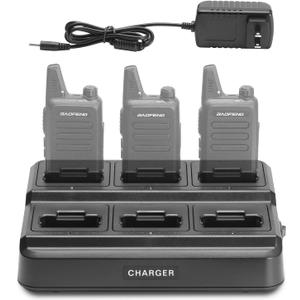 BAOFENG Six-Way Charger for RT22 T22, Multi-Unit Charging Station Base for BAOFENG T22, Retevis RT22 RT22S RB19 RB19P RB39 RB39P Walkie Talkie, Rapid Charger, Black