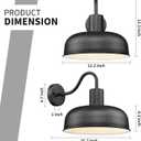 Darkaway 2pcs Solar Barn Light, Industrial Outdoor Wall Light Dusk to Dawn Wall Sconce Gooseneck Exterior Wall Mount Lighting with Hammered Dome Metal Shade for House Garage Porch Entry Hallway