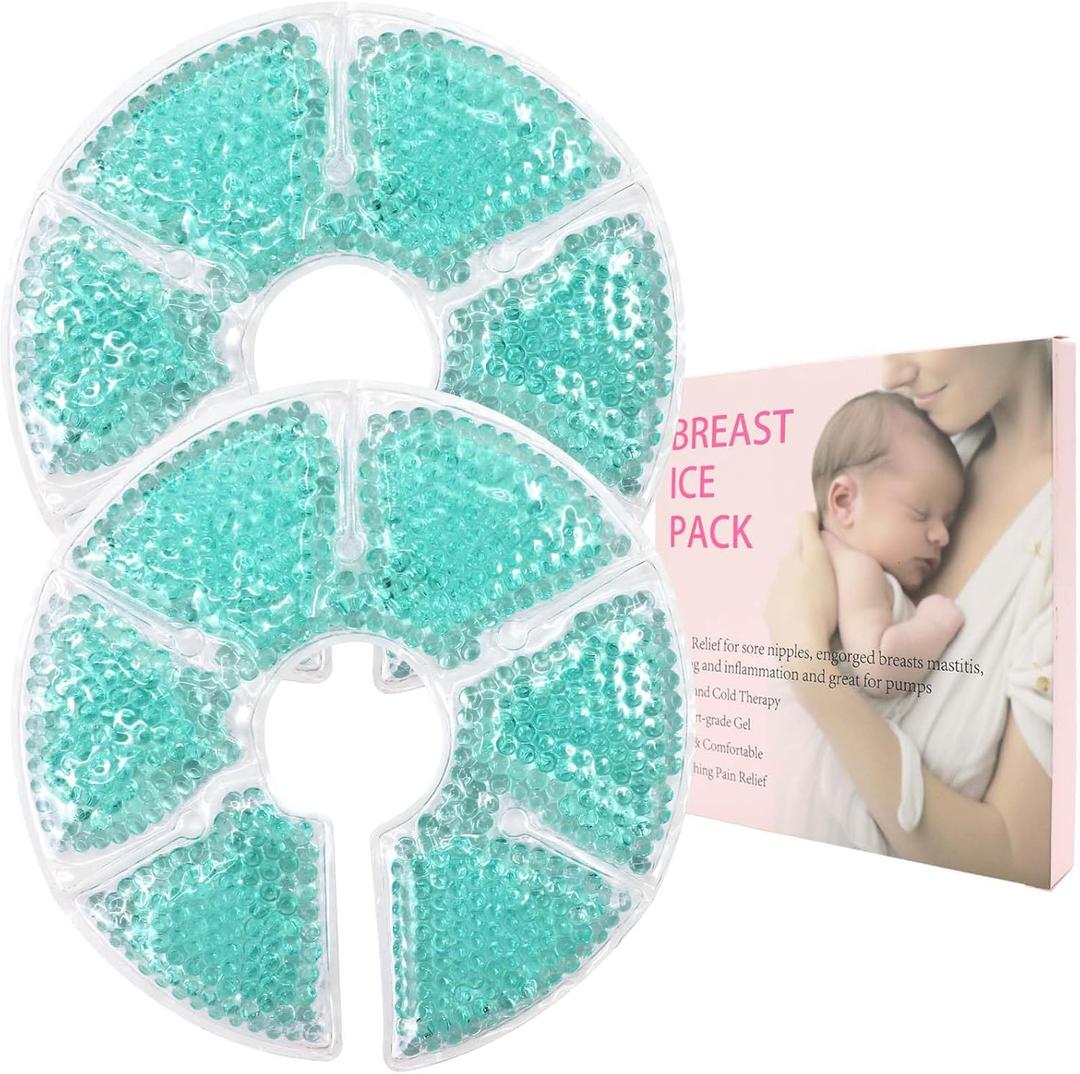 2 x Breast Treatment Ice Pack Hot Cold Breast Pad, Nursing Pain, Mastitis, Swelling, Essential for Breastfeeding New Mothers, 2 Pack,Blue,M