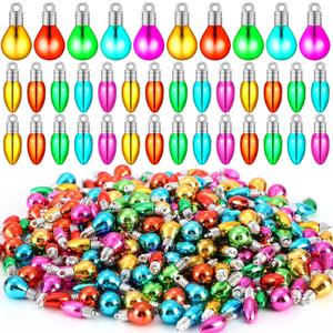 500 Pieces Christmas Bulbs Beads Bulk Decorative Plastic Mini Bulbs Bead Christmas Tree Bulbs Ornaments for DIY Crafts Bracelet Jewelry Making Christmas Tree Garland Decoration