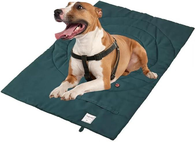 DogLem Foldable Waterproof Dog Mat | 45"×27" Portable Camping Travel Bed with Handle | All-Breed Training Pad, Machine Washable | Blocks Moisture, Easy Clean for Outdoor Adventures, Gray
