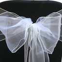 Elegant Organza Chair Sashes Sheer Fabric Sashes for Weddings, Parties, and Special Events – (Pack of 20 Pieces, White)