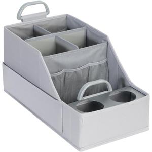 FLYBOX Car Seat Organizer Backseat Car Organizer with 12 Storages Compartments and 2 Metal Cup Holders,Storage Box for Front Back Passenger Between Behind Middle Seats for Truck Trunk Van,Gray (Grey)