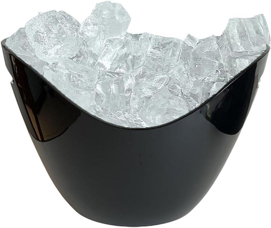 Insulated Ice Bucket for Parties 8L, Large Champagne Bucket for Cocktail Bar, Acrylic Ice Bucket (Black)