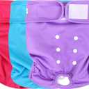 Wegreeco Washable Reusable Premium Female Dog Diapers, Medium Large Small Dog Doggie Puppy & Doggy Diapers Female,Period Panties in Heat (Pack of 3, Medium) (Medium (12"-15" Waist), Bright Color)